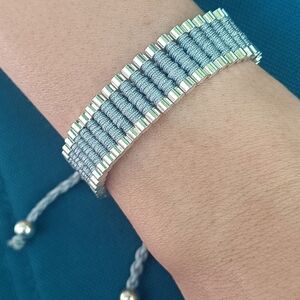 Adjustable Woven Bracelet with Alloy Beads – Handmade Style, Elegant & Comfortab